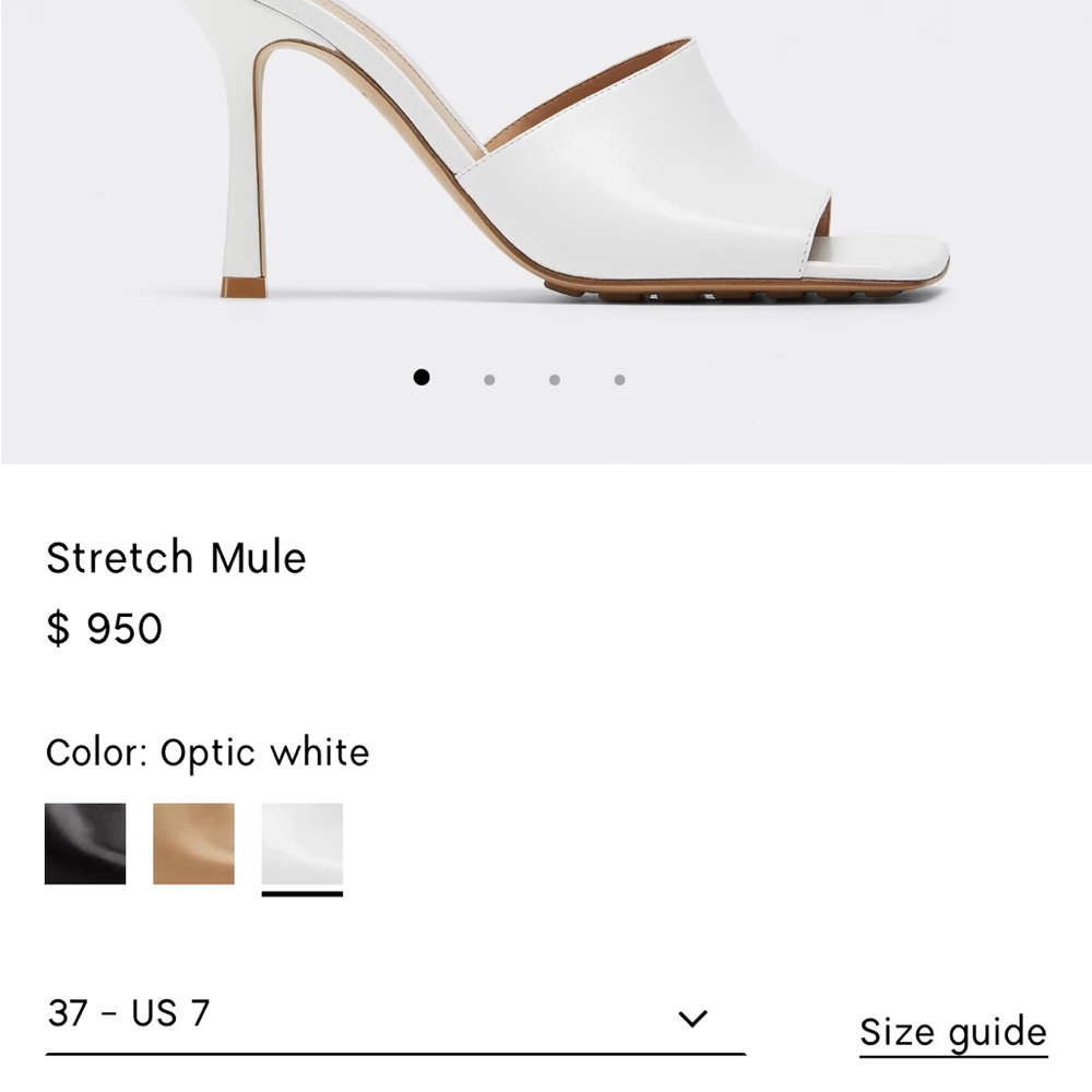 Women Bottega Veneta White Leather Mule Heel Sandals 37 EUR/US 7